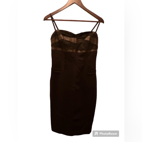 Leather & Lace Spaghetti Strap Slip Dress DANIER - Picture 2 of 6